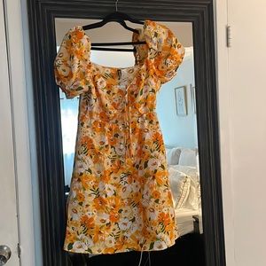 H&M Floral Mini Dress - Orange and White
